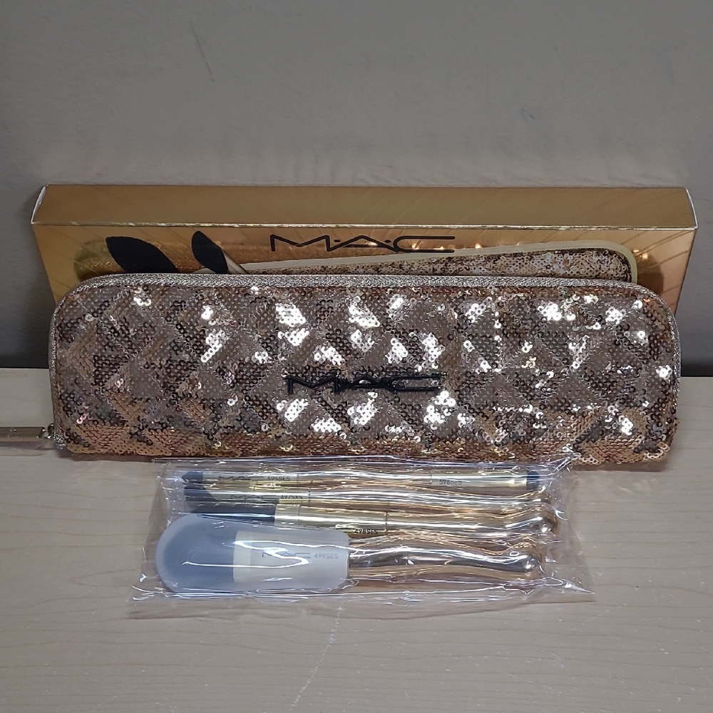MAC Golden Touch Mini Brush Kit 5 Piece Set High Quality Mixed Pile NWT